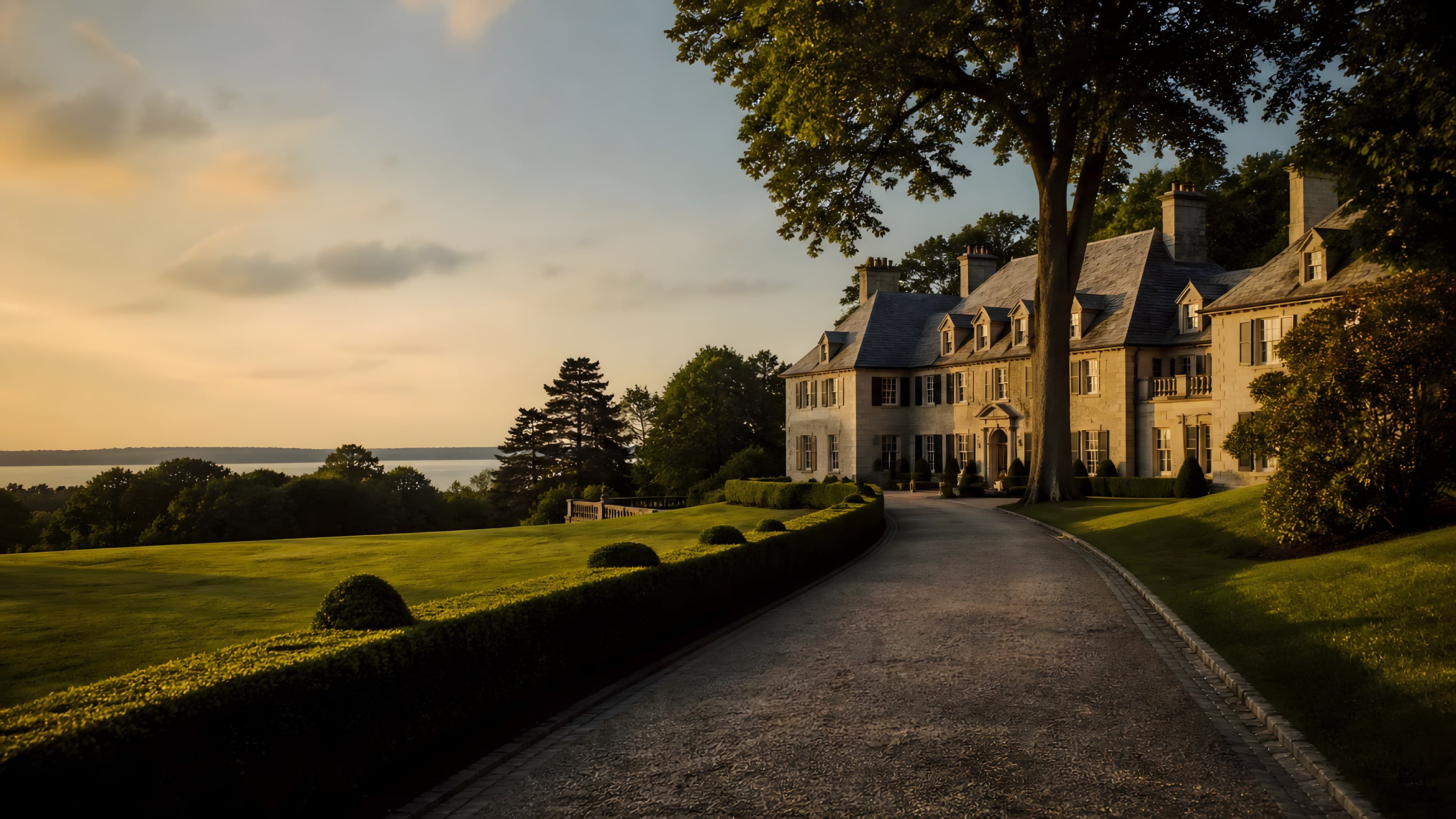 A Long Island estate at dusk